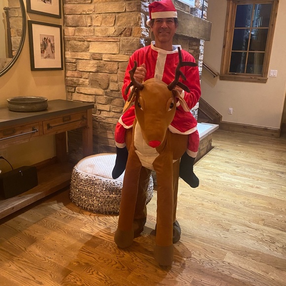 🎅Forum Novelties Men's Santa Ride-A-Reindeer Adult Costume🦌 - Picture 2 of 7